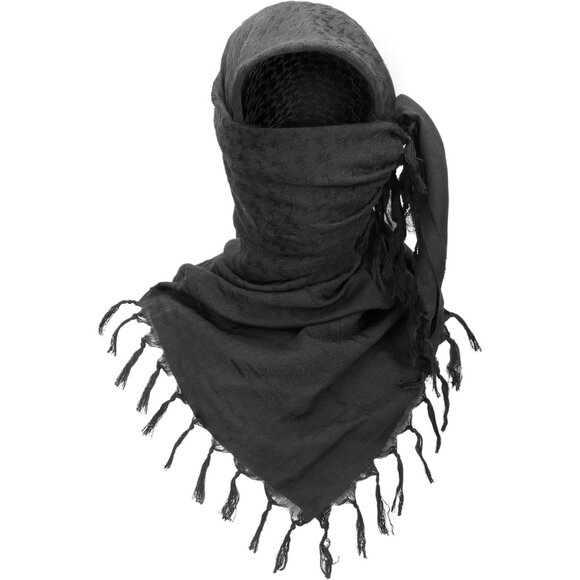 ⚡Men Black 100% Cotton Military Shemagh Tactical Desert Keffiyeh Scarf Wrap - Picture 2 of 7